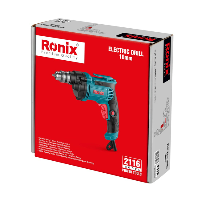 Ronix Electric drill 2116 10 mm 500 watt variable speed professional hand held drill Portable power tools Electric drill