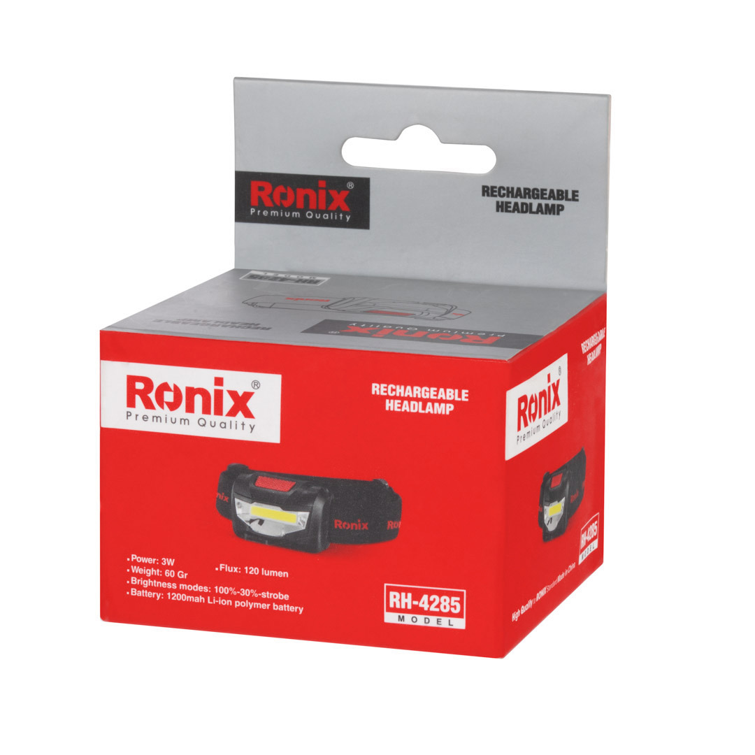 Ronix in stock RH- 4285 Rechargeable LED Headlights Waterproof Running LED Light flashlight Headlamp With charging cable