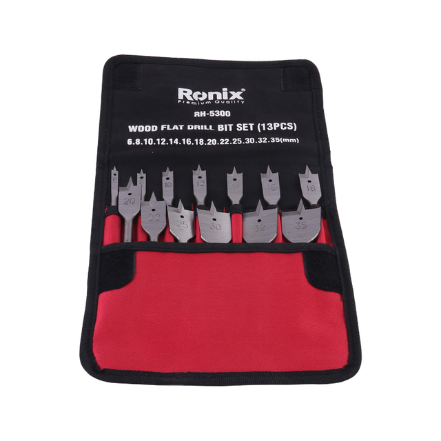 Ronix RH-5300 In Stock 6-32mm Hand Tools Carbon Steel 13pcs Wood Flat Drill Bit Set