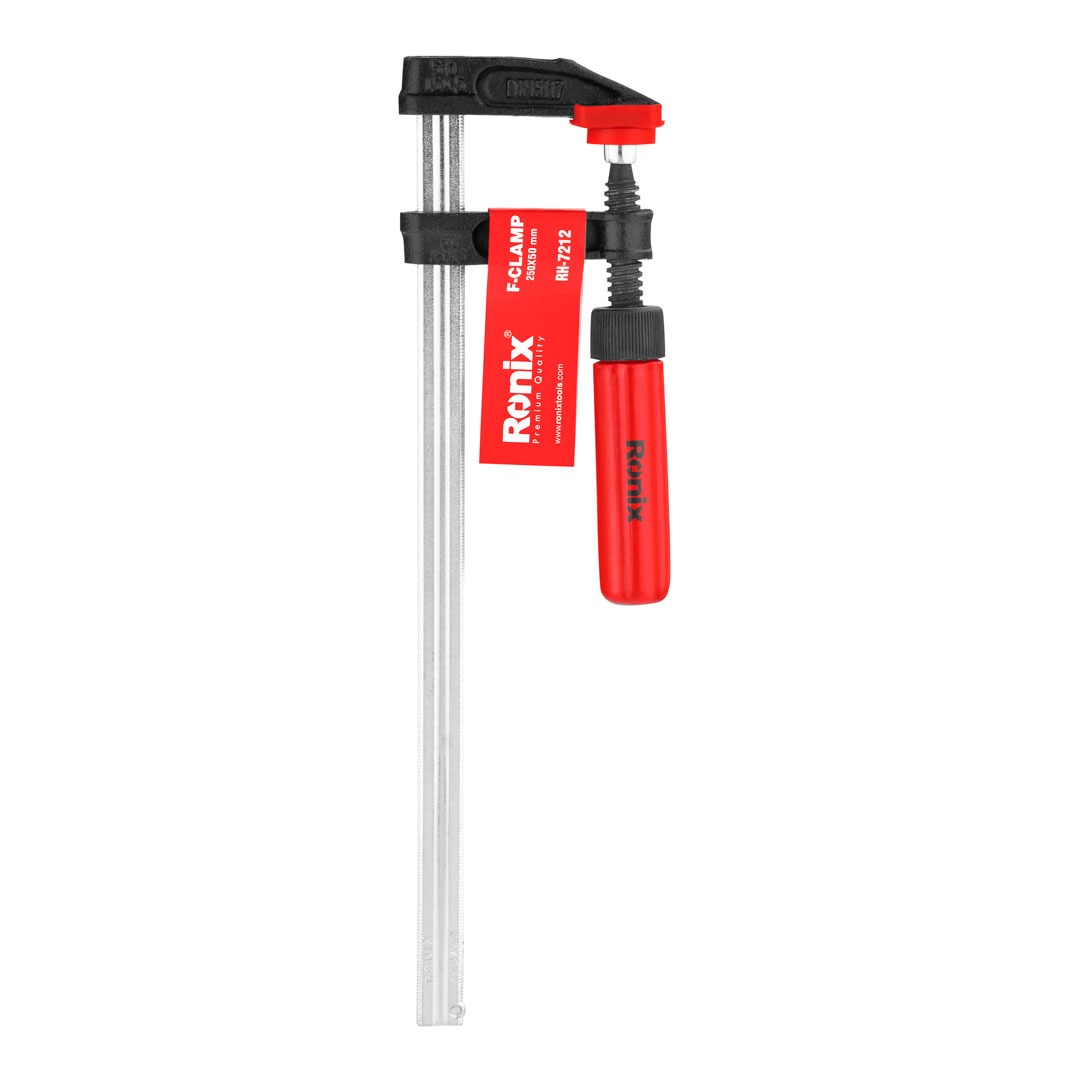 Ronix RH-7210~7212 50mm Bar F Clamps Clip Grip Quick Ratchet Release Woodworking DIY Hand Tool Kit 150-250 F Clamp