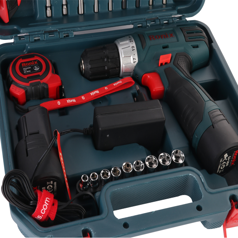 Ronix RS-8013 New Arrival In Stock 12V Cordless Drill Driver Kit 35pcs Tool Set With Hand Tools And Drill Bits
