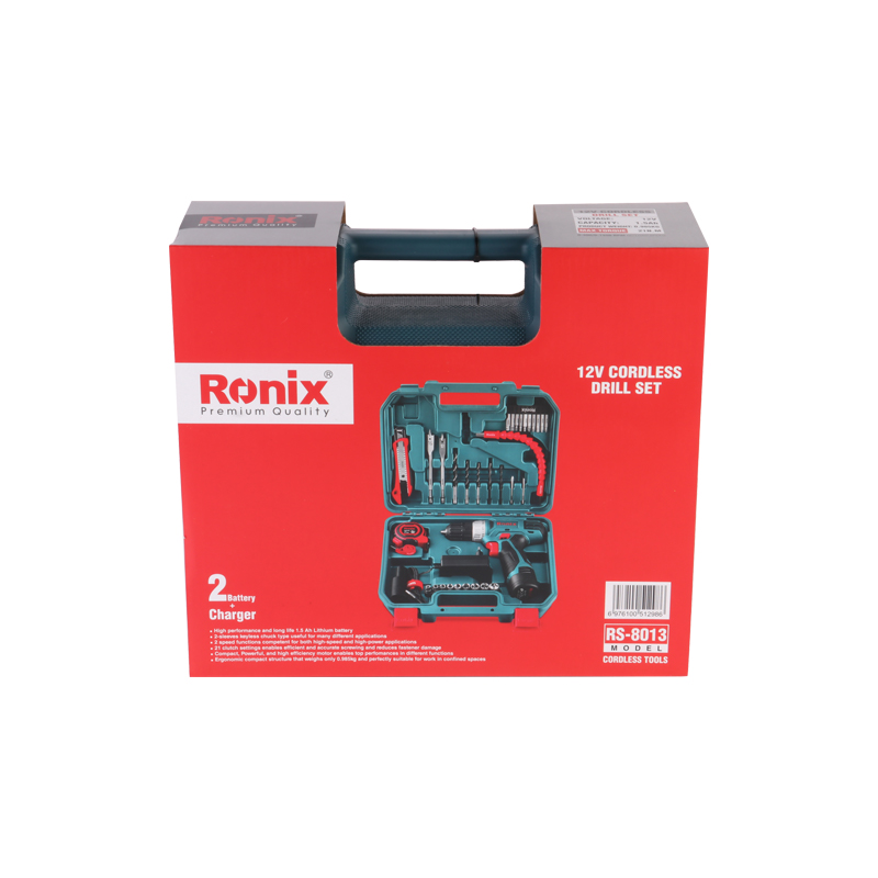 Ronix RS-8013 New Arrival In Stock 12V Cordless Drill Driver Kit 35pcs Tool Set With Hand Tools And Drill Bits