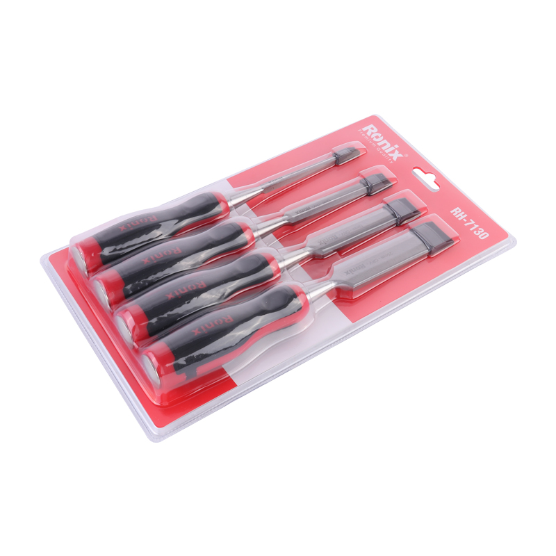 Ronix in stock RH-7130 4pcs wooden handle sturdy carbon steel woodworking wood chisel set kit
