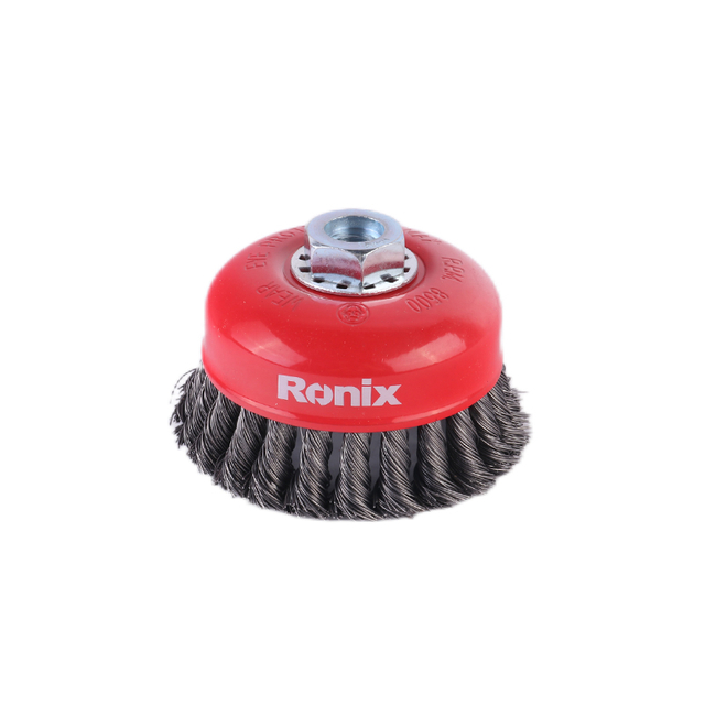 Ronix RH-9943 rust paint removal twisted knot steel wire cup brush