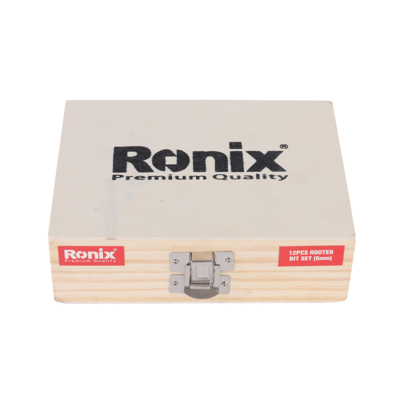 Ronix RH-5341 6mm Tungsten-Carbide Carbon Steel Straight Type 12pcs Router Bits Set