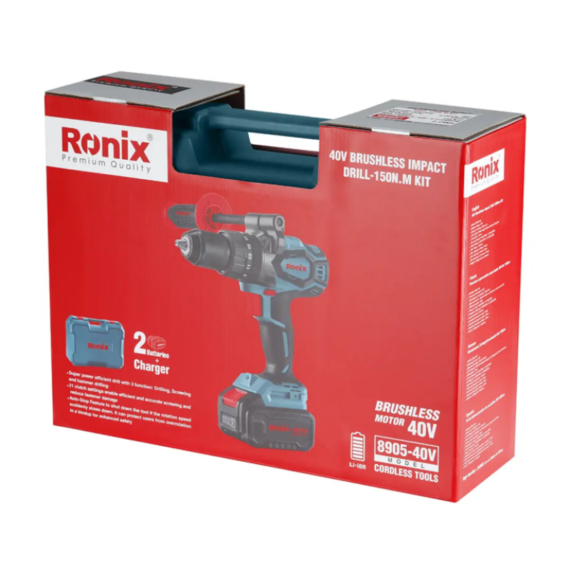 Ronix 8905-40V Brushless Hammer Drill 150N.m