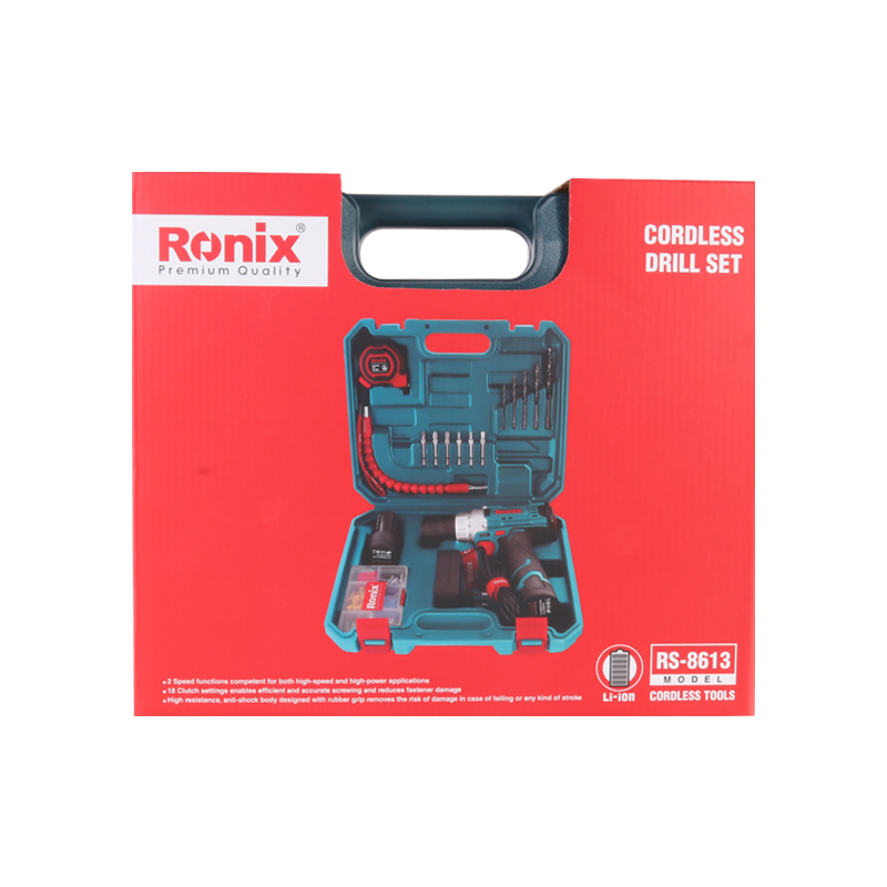 Ronix RS-8613 Lithium-Ion Cordless Drill Set Keyless
