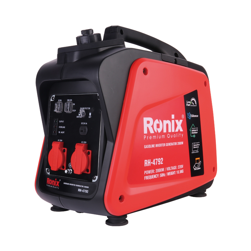 Ronix RH-4792 Super Silent Mini 2kw Portable Gasoline Digital Inverter Generator with Practical Handle