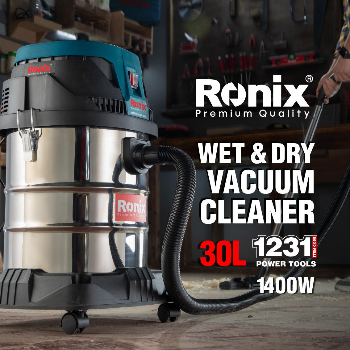 Ronix Vacuum Cleaner 1231 1400w 30L Clean Vacuum Cleaner Handheld portable industrial vacuum cleaner
