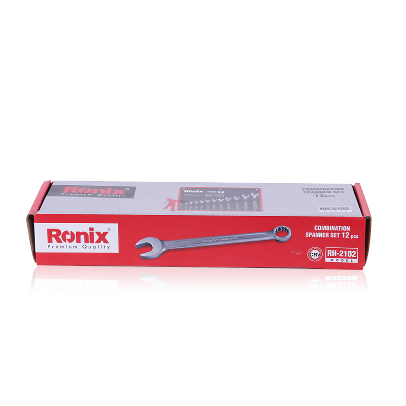 Ronix Combination Spanner Set RH-2102 8-22MM Chrome Vanadium Wrench Box Open End Wrench Handle Tools Wrench Spanner Set 9pcs