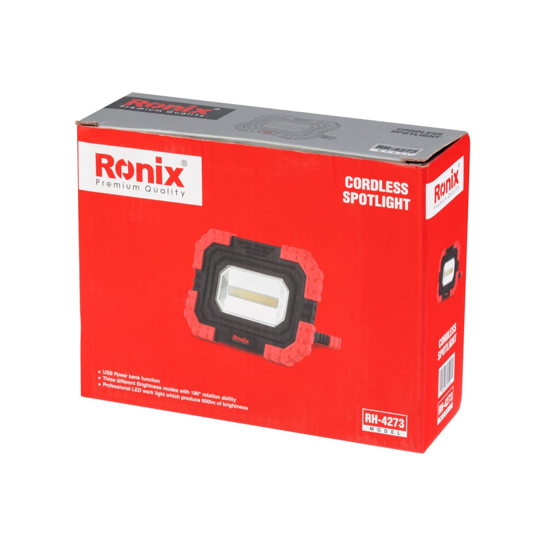 Ronix in stock RH-4273 rechargeable battery light 3.7v Cordless Spotlight Outdoor Wall Spotlight working light