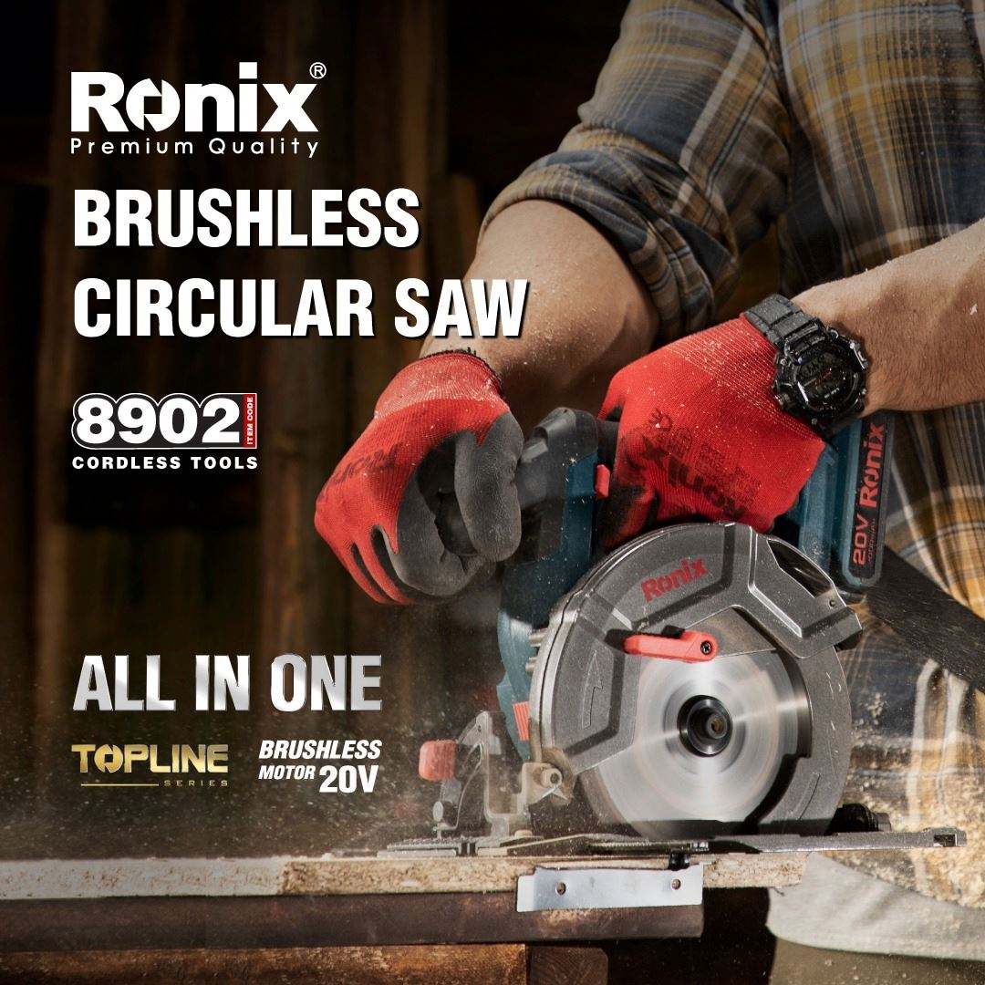 Ronix 8902 20V Brushless Circular Saw 165mm Wood cutting 5000 RPM 165mm 20v cordless brushless circular saw