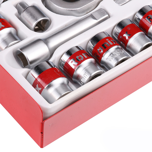 Ratchet Handle 72 teeth Wrench Socket Set Hand Tool 40pcs 1/2in and 1/4in Ronix RH-2641