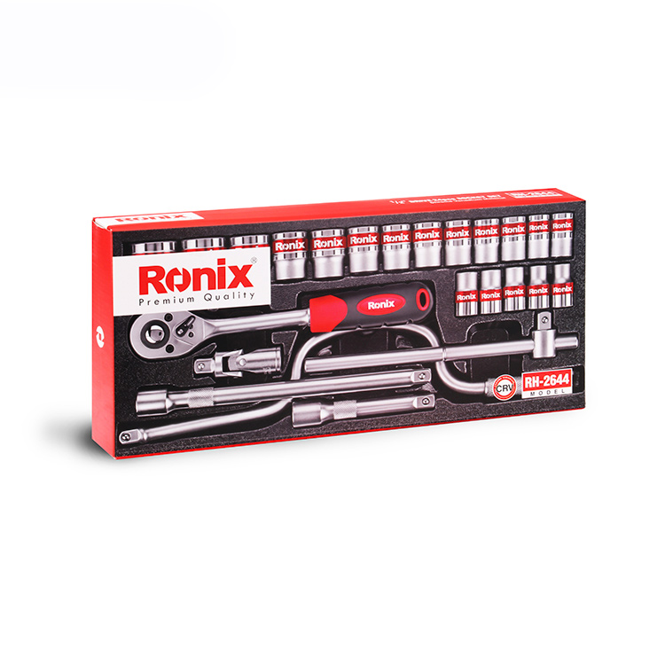 Ronix RH-2644 Ratchet Handle 72 teeth Hand Tool Wrench Socket Set 24pcs 1/2in