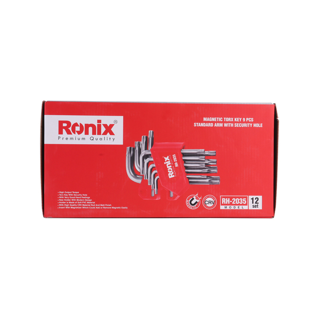 Ronix in stock RH-2035 9pcs 1.5-10mm T10-T50 CRV long hex Allen Wrench hex key Magnetic torx key