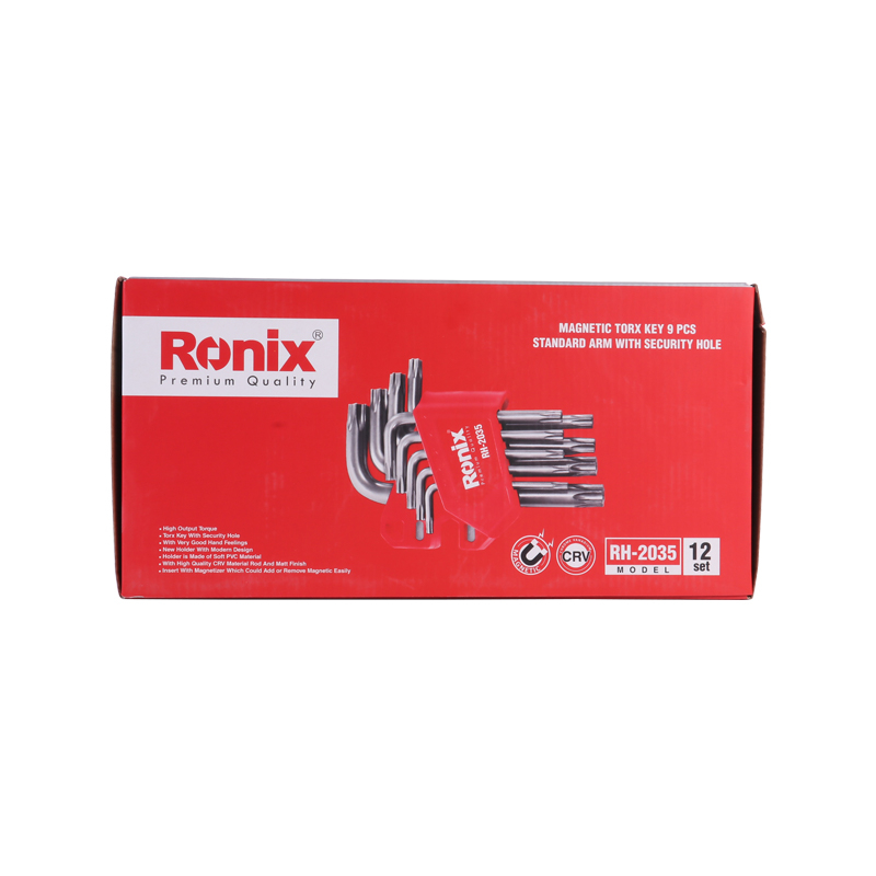 Ronix in stock RH-2035 9pcs 1.5-10mm T10-T50 CRV long hex Allen Wrench hex key Magnetic torx key